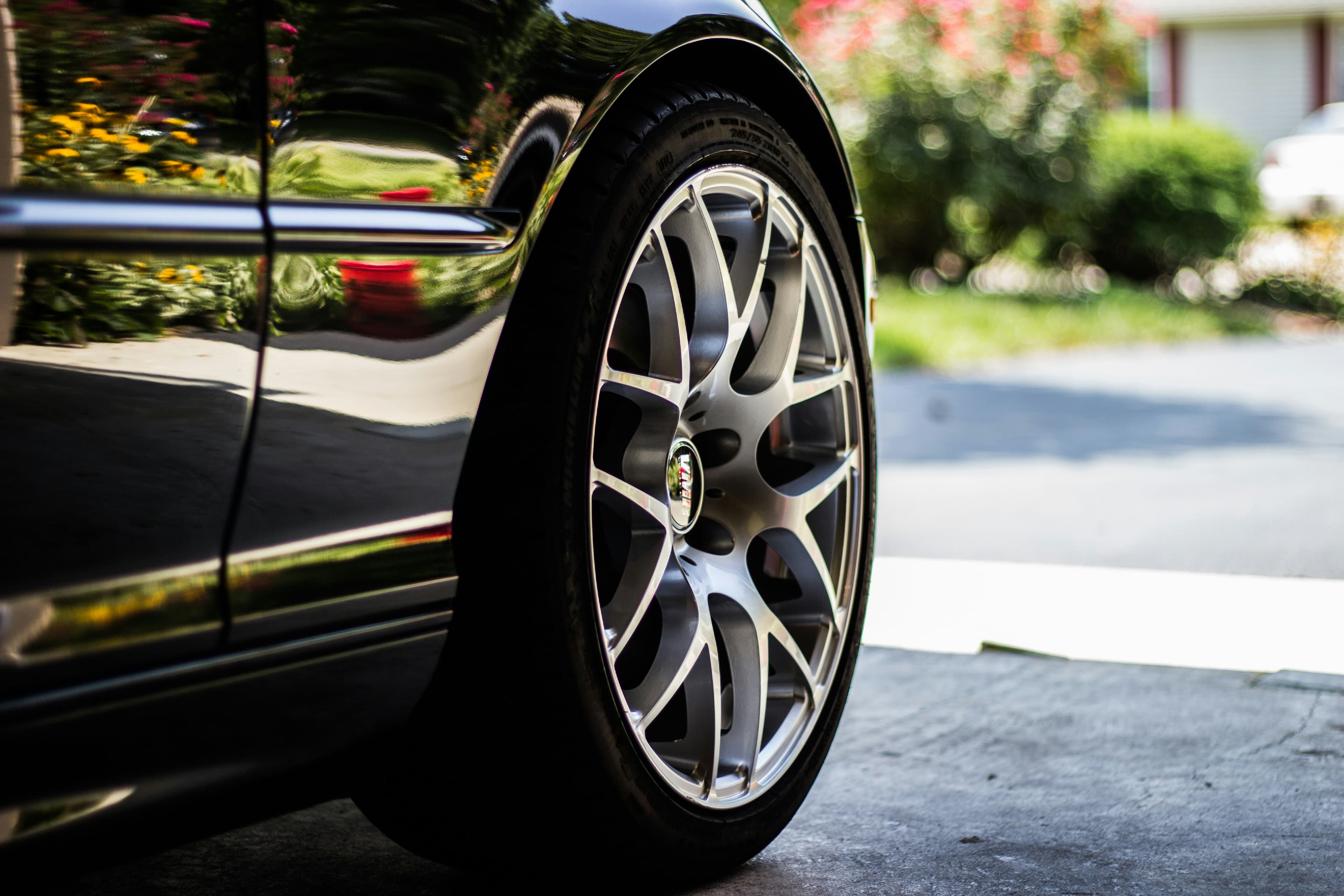 Freshly detailed car wheel